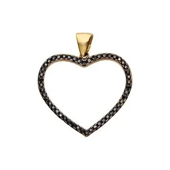 Souprava šperků Leru Zlatý přívěs oboustranný SRDCE bílé/černé zirkony