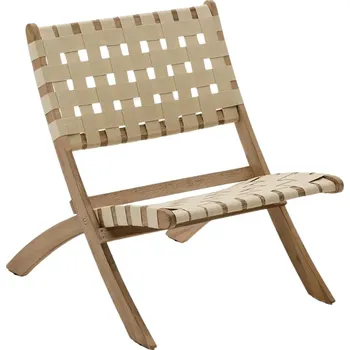 Akátové skládací zahradní křeslo Kave Home Chabeli s krémově bílým výpletem