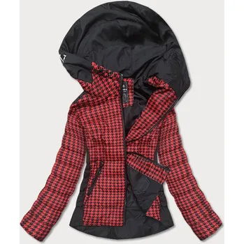 Dámská bunda Černo-červená dámská vzorovaná bunda (W716-1) odstíny červené L (40)