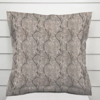 Povlak na polštářek Dekorační povlak na polštář s lemem PML-086 Pnoucí větvičky na hnědošedém 50 x 60 cm