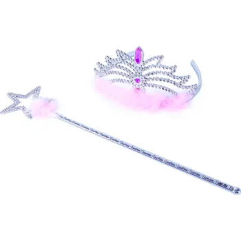 Karnevalový kostým Korunka princezna s hůlkou růžová