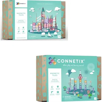 ostatní stavebnice Connetix Tiles Magnetická stavebnice PASTEL (120 ks) + Kuličkodráha PASTEL (106 KS)