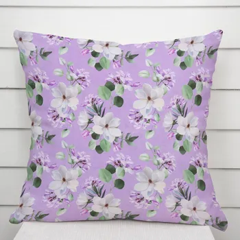 Povlak na dekorativní polštářek Dekorační povlak na polštář PML-044 Květy magnolie na fialovém 40 x 60 cm