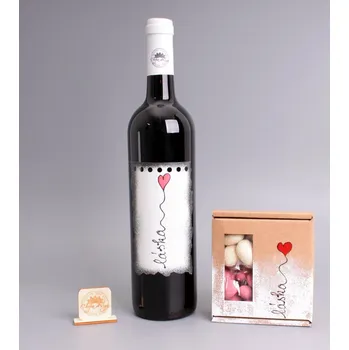 Víno Set - víno + mlsná krabička - Láska víno: Chardonnay - polosuché