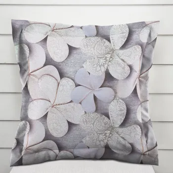 Povlak na dekorativní polštářek Dekorační povlak na polštář s lemem PML-032 Designové květy na šedém 40 x 40 cm