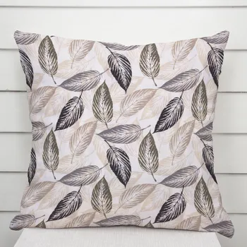 Povlak na polštářek Dekorační povlak na polštář PML-056 Zeleno-černé listy na béžovém 50 x 60 cm
