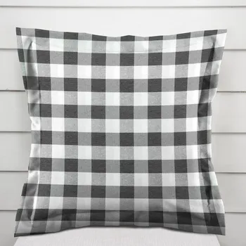 Povlak na polštářek Dekorační povlak na polštář s lemem Rebeka RE-010 Šedo-bílá kostka velká 50 x 60 cm