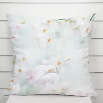 Povlak na dekorativní polštářek Dekorační povlak na polštář PM-019 Orchideje na světle zeleném 40 x 60 cm