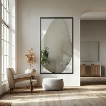 Zrcadlo Organické zrcadlo v černém MDF rámu - HUBERTUS