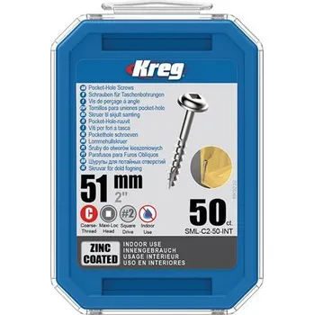 Šroub Kreg Zinc Maxi-Loc Šrouby pro skryté spoje - 51 mm, hrubý závit, 50 ks