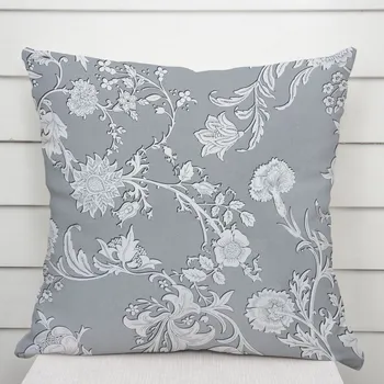 Povlak na polštářek Dekorační povlak na polštář PM-046 Zámecké květy na světle šedém 40 x 40 cm