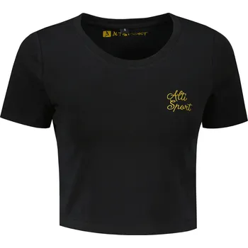 Dámské tričko Dámské crop top triko ALTISPORT BYB/ALW056BY042 ČERNOZLATÁ L