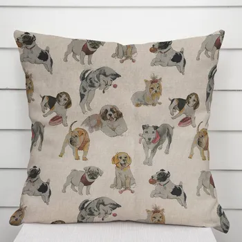 Povlak na dekorativní polštářek Dekorační povlak na polštář PML-096 Štěňata na hnědobéžovém 50 x 50 cm