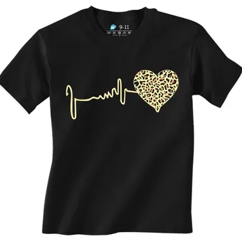 Chlapecké tričko Dětské tričko Srdce Leoparda Heartbeat (Velikost: 3-4, Barva: Černá)