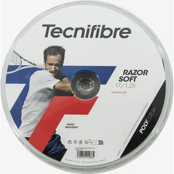 Struna na výplet tenisové rakety MAJOR Tenisový výplet Tecnifibre Razor Soft 1,25 mm 200 m ČERNÁ