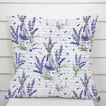 Povlak na dekorativní polštářek Dekorační povlak na polštář PML-082 Snítky levandulí s vázičkami 40 x 60 cm