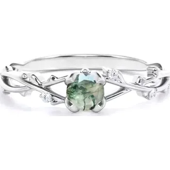 Prsten Olivie Stříbrný prsten MECHOVÝ ACHÁT 7377 Velikost prstenů: 6 (EU: 51-53) Ag 925; ≤1,7 g.