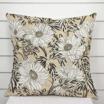 Povlak na polštářek Dekorační povlak na polštář PML-089 Bílé květy na béžovém 50 x 60 cm