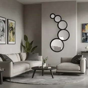 Zrcadlo Dekorativní zrcadlo 5 koleček v rámu z MDF - DYZMA - barva rámu dle vašeho výběru