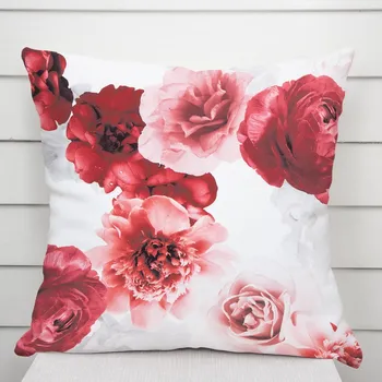 Povlak na dekorativní polštářek Dekorační povlak na polštář PM-017 Velké červené květy 35 x 45 cm