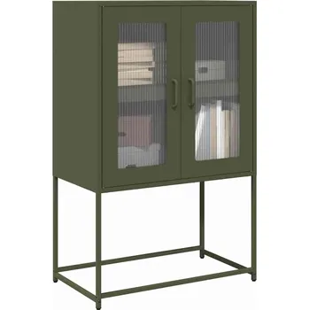 Policová skříň vidaXL Skříň highboard 68x39x107 cm ocel [853378] Barva: Olivově zelená