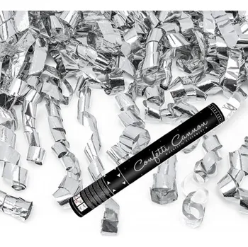 Konfeta Serpentýny vystřelovací stříbrné 40 cm