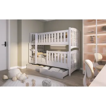 Postel Max-i Patrová postel PLATED CAMA TRES + ROŠTY a ZÁSUVKY v ceně Zvolte rozměr:: 80 x 200 cm, Zvolte barvu:: šedá