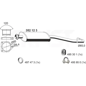 Tlumič výfuku Střední tlumič výfuku ERNST 352123