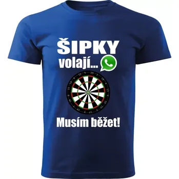 Pánské tričko Pánské tričko Šipky volají musím běžet modré 3XL (pánské tričko DARTS šipky volají musím běžet)