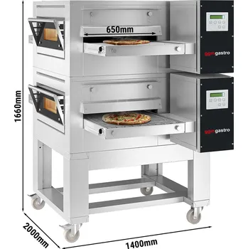 Pec na pizzu G.Gastro (2 Kusy) Elektrické průchozí pece - 2000x1400mm - digitální - šířka pásu: 650mm - vč. podstavce
