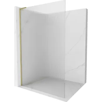 Mexen Kioto L sprchová stěna Walk-in 110 x 200 cm, proužky, zlatá kartáčovaná - 800-110-103-55-09 Sprchové stěny