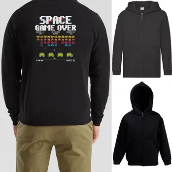 Chlapecká mikina detska-levna-mikina-kapuce-zip-cerna-potisk-space Barva: Black -černá, velikost: 152