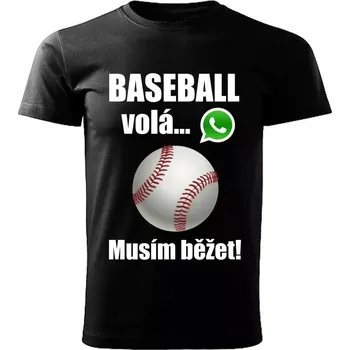 Pánské tričko Pánské tričko Baseball volá musím běžet černé 5XL (pánské tričko baseball volá musím běžet)