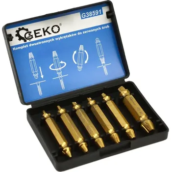 Páčidlo GEKO G38591 Sada oboustranných vytahováků zlomených šroubů, 6 ks. HSS4341