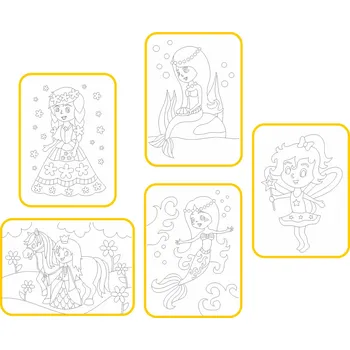 kreativní sada Radost v písku Sada střední PRINCEZNY A VÍLY A4 - Barevné pískování obrázků