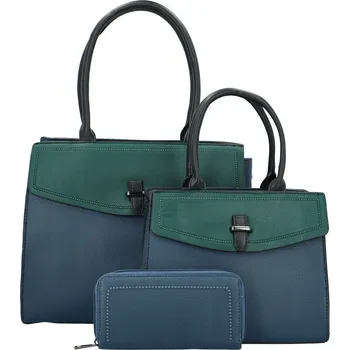 Trendy sada koženkových kabelek do ruky s peněženkou Talbia, modrá