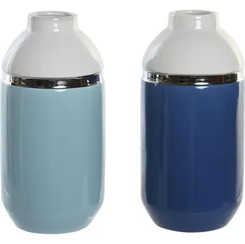 Váza Váza DKD Home Decor 12,5 x 12,5 x 25 cm Bílá Nebeská modrá Námořnická modrá Kamenina 2 kusy