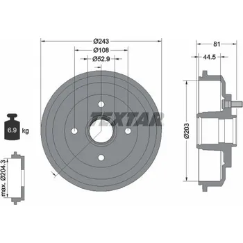 Brzdový buben Brzdový buben TEXTAR 94026700
