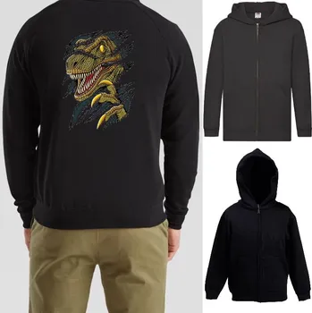 Chlapecká mikina detska-levna-mikina-kapuce-zip-cerna-potisk-trhajici-dinosaurus Barva: Black -černá, velikost: 128
