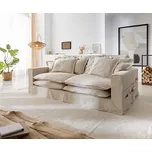 DELIFE Čalouněná pohovka Noelia 240x145 cm slonová bílá s polštáři