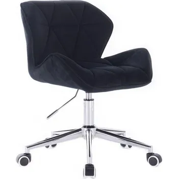 LuxuryForm DESIGN Kosmetická židle MILANO VELUR na stříbrné podstavě s kolečky - černá(VPT)