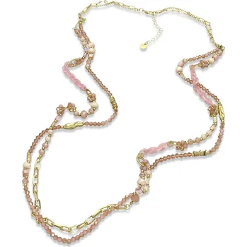 Náhrdelník Yvon Dlouhý růžový náhrdelník s fazetovými skleněnými detaily
