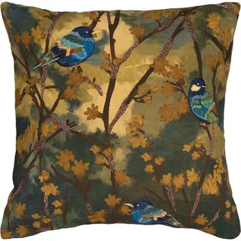 Polštář SCANquilt povlak ART NATURE blue birds zelenomodrá 45 x 45 cm