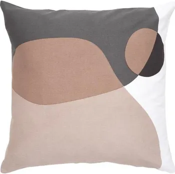 Polštář SCANquilt povlak DEKORO kruh bílohnědá 45 x 45 cm