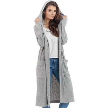 Dámský svetr Awama Kardigan L062 Šedá Basic Fit L_XL