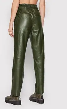 Pánské kalhoty Notes Du Nord Kožené kalhoty Tazz 12504 Zelená Relaxed Fit 34
