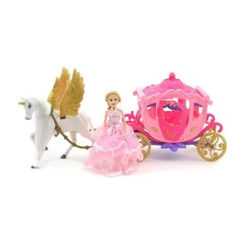 Panenka Kočár s koněm a panenkou, se světlem; 43,5x21,5x14cm,,