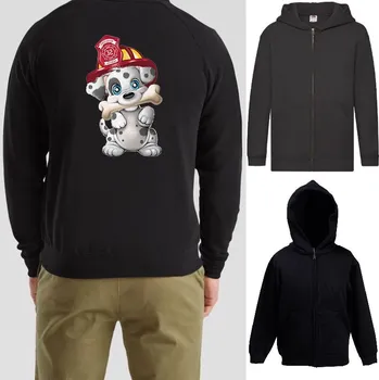 Chlapecká mikina detska-levna-mikina-kapuce-zip-cerna-potisk-hafik-pozarnik Barva: Black -černá, velikost: 128