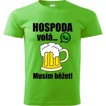 Pánské tričko Pánské tričko Hospoda volá musím běžet zelené L (pánské tričko pivo volá musím běžet)