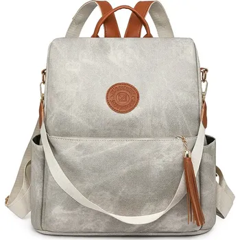 Městský batoh Dámský kožený batoh FL162 Barva (Varianta): Světle šedá